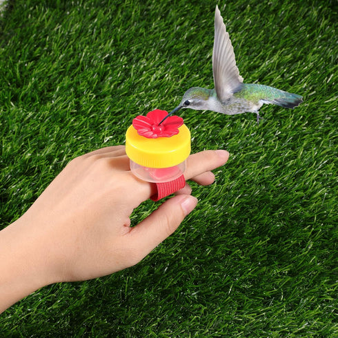 Zopeal 4 Pieces Hummingbird Wrist Feeder for Outdoor Hummingbird Hand Feeder Feeding Perch Hand Feed with Adjustable Strap Flower Hand Held Mini H...