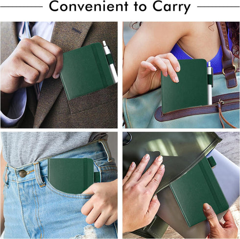 feela 3 Pack Pocket Notebook Journals with 3 Black Pens, A6 Mini Cute Small Journal Notebook Bulk Hardcover College Ruled Notepad with Pen Holder ...