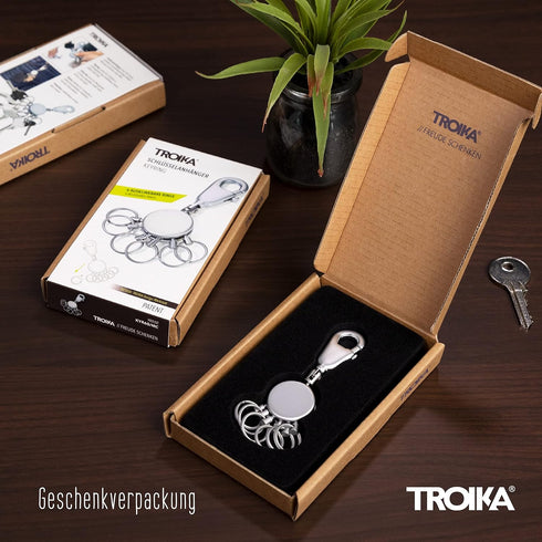 Troika Patent – KYR60/MC – Keyring – incl. Carabiner – 6 Exchangeable Rings – Metal/Brass– matt – Chrome Plated – unisex-adult, Silver – TROIKA-Or...