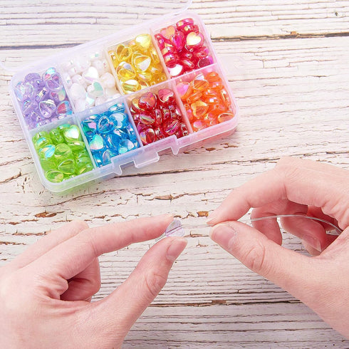 LiQunSweet 320 Pcs 8-Colors Clear Acrylic Beads Sweet Heart 8mm Dyed AB-Color Loose Beads in Bulk for Necklace Bracelet Earrings Jewelry Making...