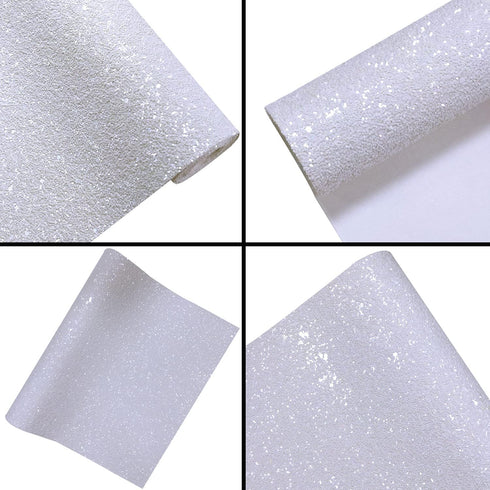 Sparkly Snow White Chunky Glitter Faux Leather Roll 12 x 52 inch Shiny Solid Color Winter Fabric for Cricut Bows Earrings Crafts (18015#1)...