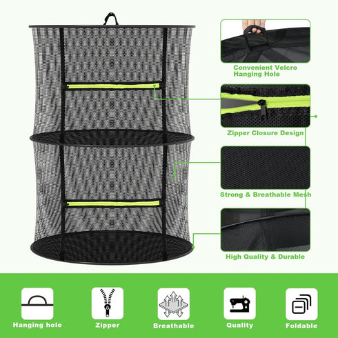 Herb Drying Rack - Mesh Drying Rack - Herb Drying Rack Hanging with Green Zipper & Garden Pruning Shears for Drying Herb - Hanging Drying Rack - P...