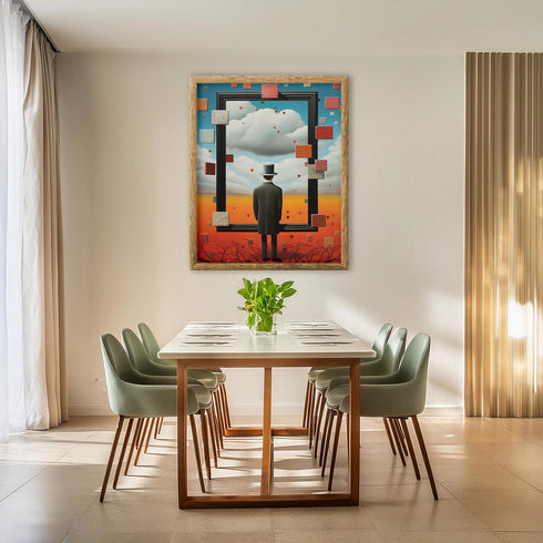 Posterizer 1 pcs-desert man entranced by an empty frame-Abstract & Modern Art-Fantasy & Fiction Art-Gift for Art Lovers-Decor for Home & Office- U...