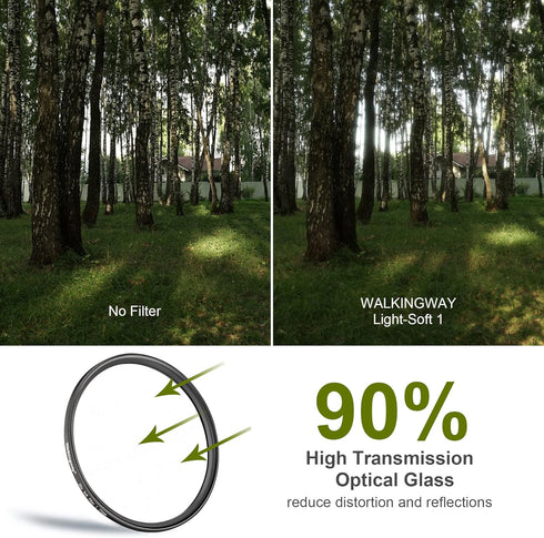 Walking Way 52MM White Mist Diffusion Filter - Subtler Soft Focus Circular Lens Filter - Dreamy Fog Effect Softening Camera Diffuser for Digital D...