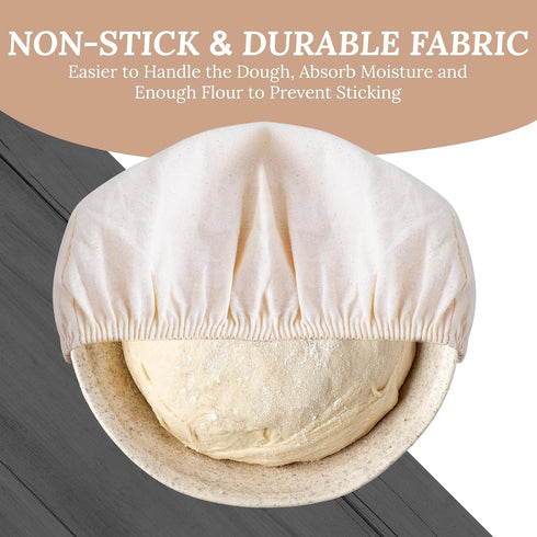 2 Pcs Bread Proofing Basket Cloth Liner, Oval Baking Dough Sourdough Baskets Cover Proofing Cloth for Bakery Home Baking- about 10 inch...