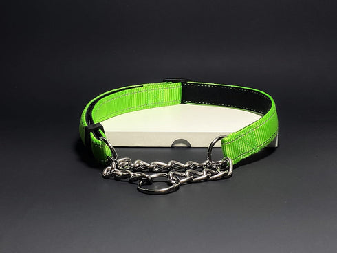 Martingale Collar for Dogs Reflective Nylon Dog Training Collars Soft Padded No Pull Adjustable Collars Stainless Steel Chain Collar for Large/Med...