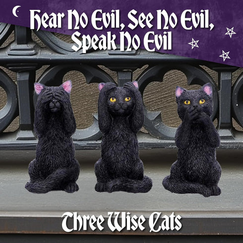 Nemesis Now Three Wise Felines Black Cat Figurines, Ancient Wisdom Decor, Hand-Painted Resin Collectibles, 8.5cm...
