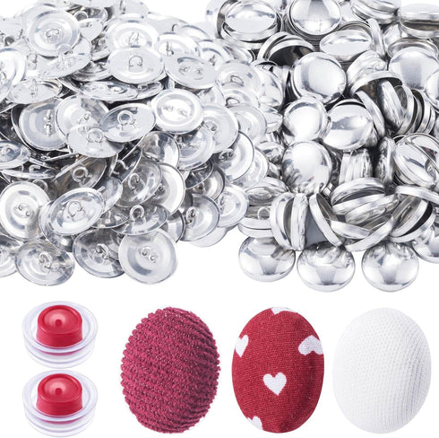 ANCIRS 200 Sets Sewing Buttons Cover Kit for Art Crafts Sewing Notion Supplies, Including 200pcs 7/8" Button Covers & 200pcs Button Backs & 2 Butt...