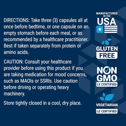 Life Extension Optimized Tryptophan Plus 1000mg - L-Tryptophan Supplement with Niacin and L-Lysine for Healthy Sleep & Stress Response – Gluten-Fr...