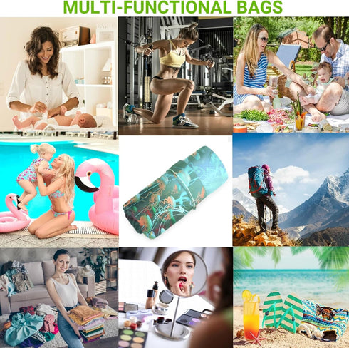 visesunny Fantasy Jellyfish 2Pcs Wet Bag with Zippered Pockets Washable Reusable Roomy Diaper Bag for Travel,Beach,Daycare,Stroller,Diapers,Dirty ...