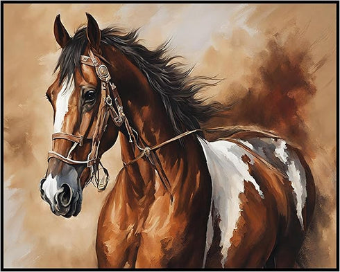 Posterizer 1 pcs- Beautiful brown and white horse with rustic background-Art for Animal Lovers- Gift for Men Women Teens-decor for Bedroom, Offic...