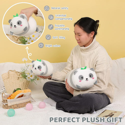 AIXINI Cute Panda Plush Pillow 15.7” Bamboo Panda Stuffed Animal, Soft Kawaii Plushies Hugging Plush Squishy Pillow Toy Gifts for Kids Bedding Sle...