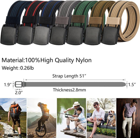 LionVII Nylon Belts Men, Breathable Web Belt with YKK Plastic Buckle Durable for Working, Trim to Fit 28-49" Waist...