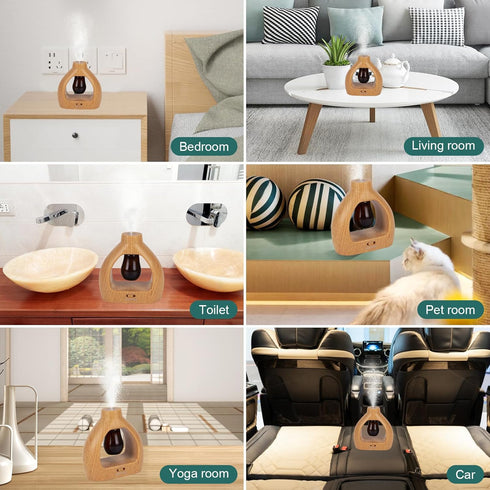 Waterless Essentil Oil Diffuser Set - Cordless Diffuser 3 Timer Settings Battery Operated for Bedroom Yoga Studio Bathroom Pet Room...