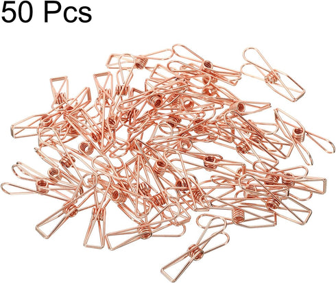 MECCANIXITY 50 Pieces Metal Wire Hollow Out Clips 32mm Cute Mini Binder Paper Clip Rose Gold for Clothes Bill Paper Office Supplies...