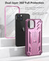 for iPhone 13/14 Protective Case: for iPhone 16e Cover with Built-in Kickstand | Heavy Duty Military Grade Hard Protection Shock Proof | Durable D...