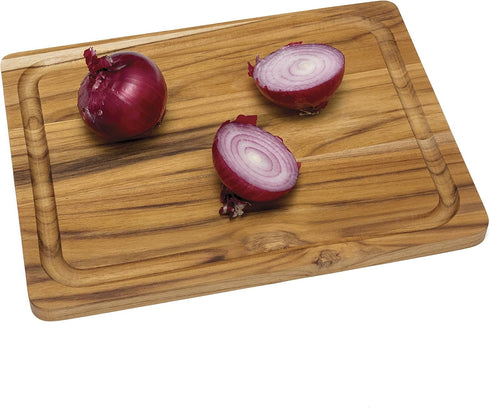 Lipper International 7215 Teak Wood Edge Grain Kitchen Cutting and Serving Board, Small, 12" x 9" x 5/8"...
