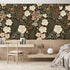 HAOKHOME 93276 Peel and Stick Wallpaper Floral Vintage Removable Rose Leaf Black/Brown/Beige Stick on Mural 17.7in x 6.6ft...
