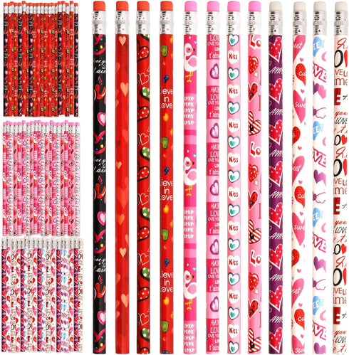Valentine's Day Pencils for Kids Red Heart Pencils Bulk with Erasers 60 Pcs Valentines Wood Pencils for Goodie Bags Fillers Exchange Gifts School ...