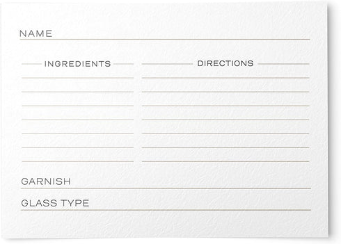 48 Cocktail Recipe Cards, 4 x 6 inches, Double Sided for Bartenders, Drinks and Mixology...