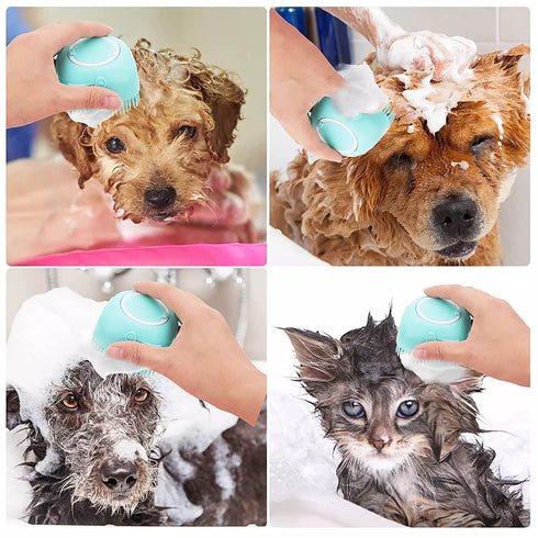 BEAUTY PCKT 2 IN 1 CAT AND DOG BATH MASSAGE BRUSH (pink, soft colors)...