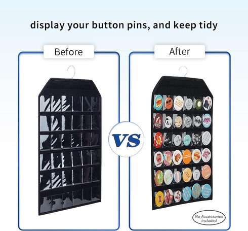 PACMAXI Wall Hanging Badge Button Pins Organizer Display Storage Stand, Enamel Pin Display Holder,hold Up To 36 Pins (Black)...
