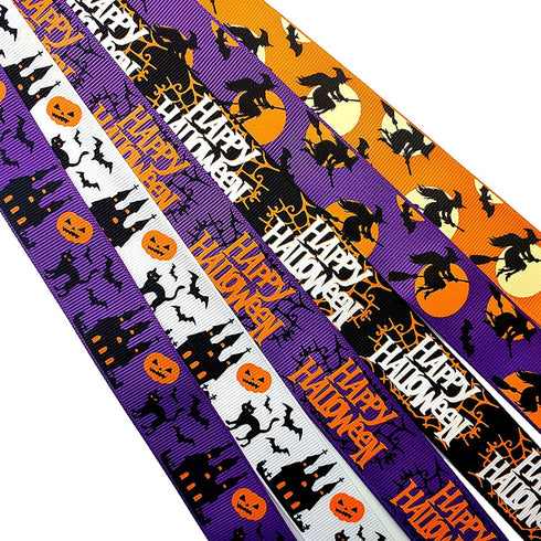 1'' x 25Yards Halloween Wired Edge Ribbon Halloween Handmade DIY Heat Transfer Ribbon Threaded Belt Ribbed Ribbon Satin Ribbon Holiday Decoration ...