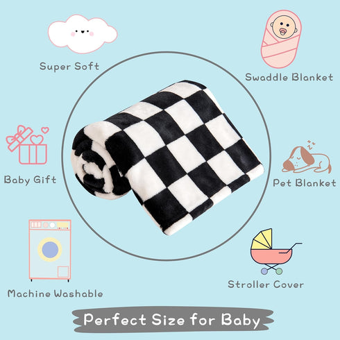 Checkered Baby Blanket Fleece Baby Blankets for Boys Girls, Ultra Soft Cozy Fluffy Infant Toddler Newborn Receiving Blankets for Crib Stroller, 30...
