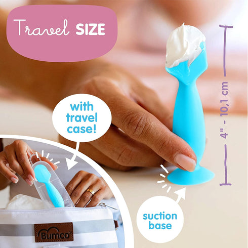 Bumco Mini Baby Diaper Cream Spatula with Case - BPA-Free Silicone Diaper Spatula with Suction Cup, Wipe-Clean Baby Bum Brush, Mom-Invented Butt P...