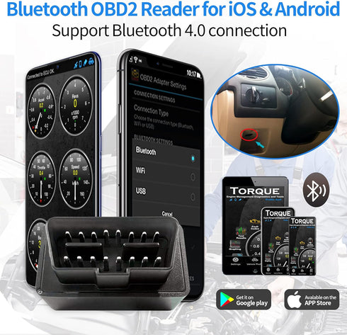 ELM 327 Bluetooth OBD2 Scanner, AUCARAUTO Car Auto Diagnostic Scan Tool for iPhone & Android, Wireless Check Engine Light & Fix Code Reader for Al...