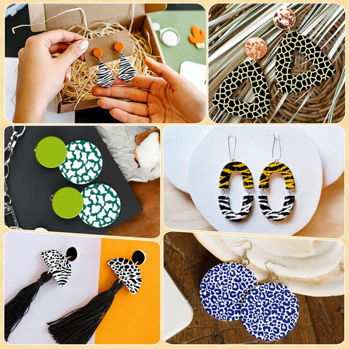 RUMIA 6 Pcs Silk Screen Stencils for Polymer Clay Reusable Animal Print Leopard Silk Screen Stencils for Printing on Clay Earrings Jewelry Decorat...