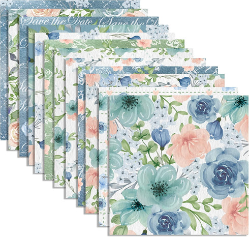 24 Sheets Scrapbook Paper Blue Rose Flower Garden Pattern Paper Double Sided Printing Craft Paper for DIY Card Making Journaling Wedding Scrapbook...