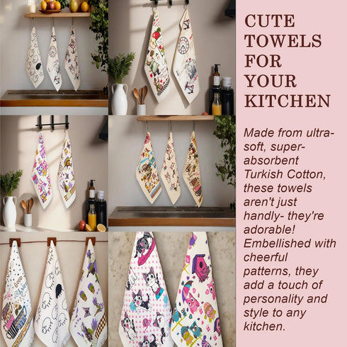 Deluxe Cotton Kitchen Towels 12x20 Inches, Ultra Absorbent&Decorative, Perfect Drying&Cleaning, Soft Hand Towels, Housewarming&Birthday Gifts, Mad...