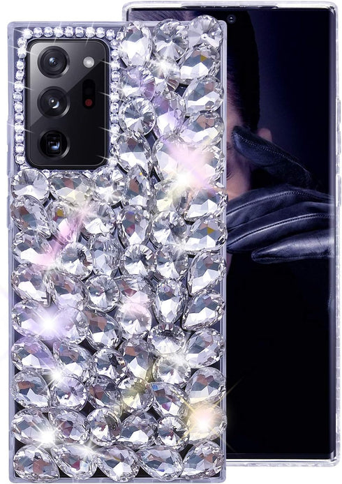 Bonitec for Samsung Galaxy Note 20 Ultra 5G Case 3D Glitter Sparkle Bling Case Luxury Shiny Crystal Rhinestone Diamond Bumper Clear Gems Protectiv...