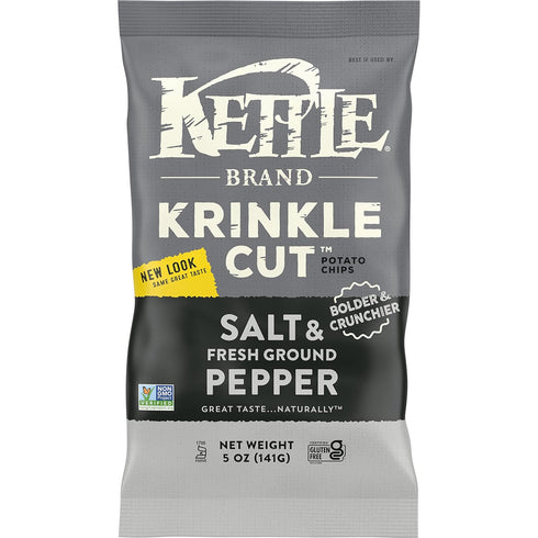 Kettle Foods Potato Chips Krinkle Salt & Fresh Ground Pepper, 5 Oz...