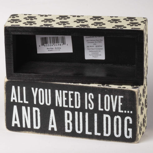 Primitives by Kathy Box Sign, 2.5-Inch by 6-Inch, Bulldog...