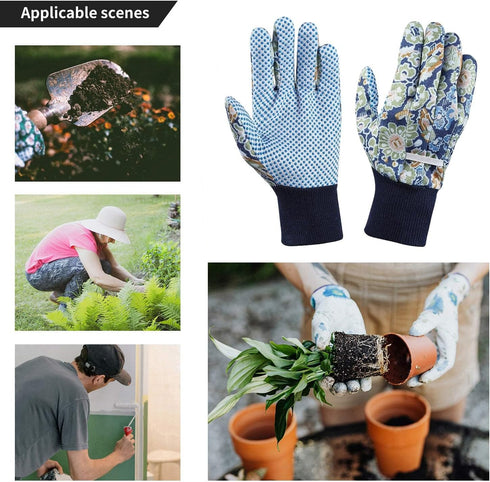 2 Pairs Gardening Gloves For Women, Ladies Gardening Gloves Floral Garden Gloves With Elastic Cuffs And Non-Slip For Yard, Fishing, Camping...