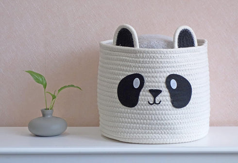 T&T Homewares Small Cute Panda Bear Basket for Kids Room Decor, Baby Shower, Baby Diaper Organizer, Baby Laundry Baskets, Woodland Nursery Decor, ...