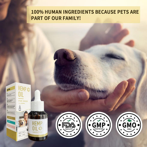 H?mp Oil for Dogs - Pets Hemp Calming Drops for Anxiety Sleep Pain Inflammation Arthritis Allergies - Supports Skin Itchy, Joint & Hip Health - He...