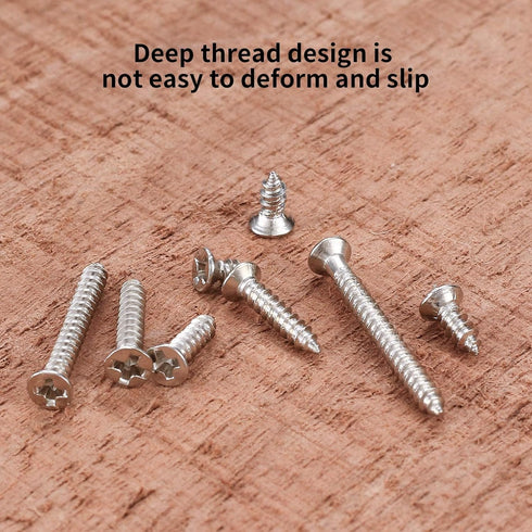 M2 Flat Head Self Tapping Screws, 800 Pcs Cross Drive Head Self Tapping Woodworking Fastener Screws, Self Drilling Screws Assortment Kit, 4/5/6/8/...