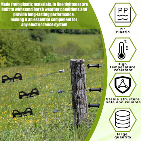 12 Pcs Electric Fence Tightener Wire Tensioner, Electric Fence Poly Wire Tensioner Plastic Cord Tensioners, Portable Electric Fence Tightener for ...