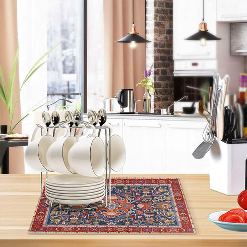 Coffee Mat Coffee Bar Maker Mat Backed Absorbent Nonslip Coffee Station Mat For Kitchen Countertop Fast Dry Washable Dish Drying Mat 18x12Inch...