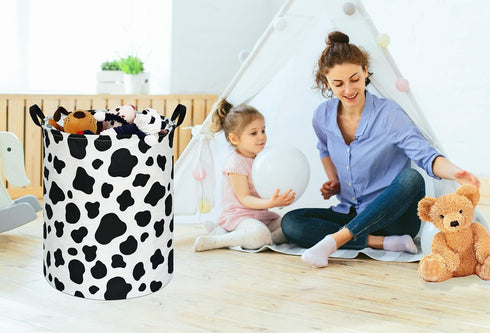 KUNRO Toy Bin Waterproof storage organizer for Nursery Hamper Home decor Closet Kids Bedroom Laundry Baby Gift Shelf Baskets (Rould Cow pattern)...