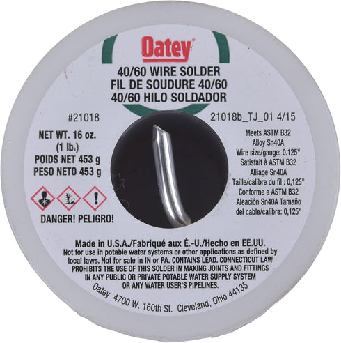 Oatey 21018 40/60, 0.125-Inch ga. -1 lb. Wire Solder, Gray...