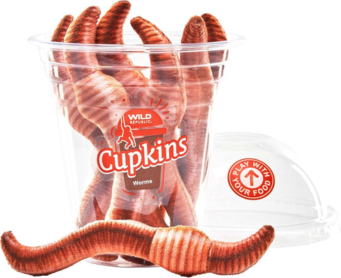 Wild Republic Cupkins, Worms, Stuffed Toy, Gift for Kids, Plush Toy, Fill is Spun Recycled Water Bottles...