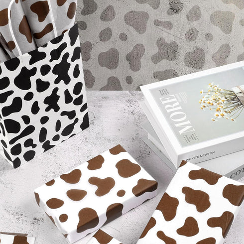Bolsome 100 Sheets 20 x 14 Inch Brown Cow Print Tissue Paper Highland Cow Print Tissue Paper for for Gift Wrapping, Birthday, Baby Shower, Cow The...