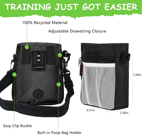 Dog Treat Pouch - 3 Ways to Wear Treat Pouches for Pet Training and 2 Pieces Clicker Taining for Dogs, Dog Training Treat Pouch Bag and Dog Clicke...
