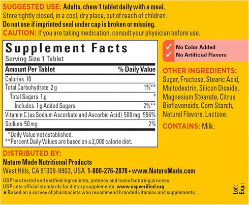 Nature Made Chewable Vitamin C 500 mg, Dietary Supplement for Immune Support, 60 Tablets, 60 Day Supply...