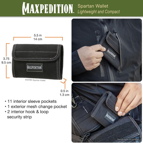 Maxpedition Spartan Wallet Black, 5.5" x 3.5" x 0.5"...