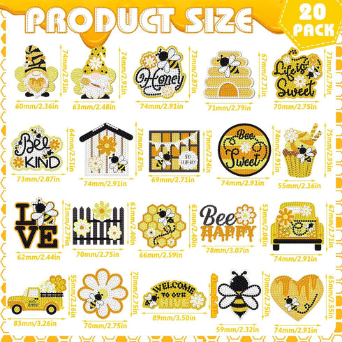20 Pcs Diamond Painting Magnets Refrigerator Diamond Painting Kits for Fridge Stickers Reflective Automotive 5D Diamond Art for Car Cruise Door Pa...